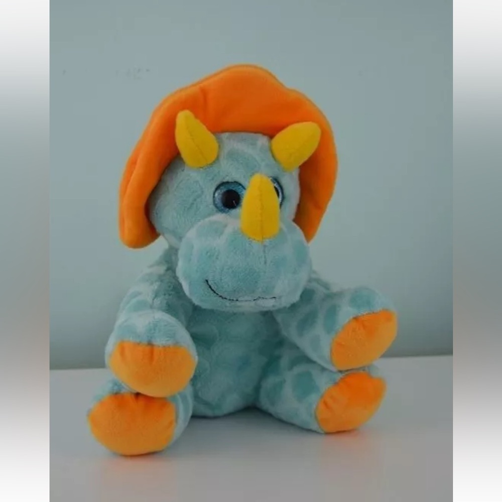 Hug Fun Teal Dinosaur Plush Stuffed Animal Toy Orange Blue